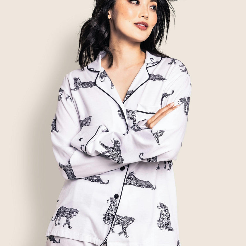Women's Pima Long Sleeve Short Set in Panthère de Paris