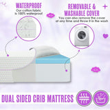 6” Crib & Toddler Bed Mattress – Made in USA – CertiPUR & OEKO-TEX Certified – Breathable Waterproof Washable Removable Soft Cover – Dual Sided Pink