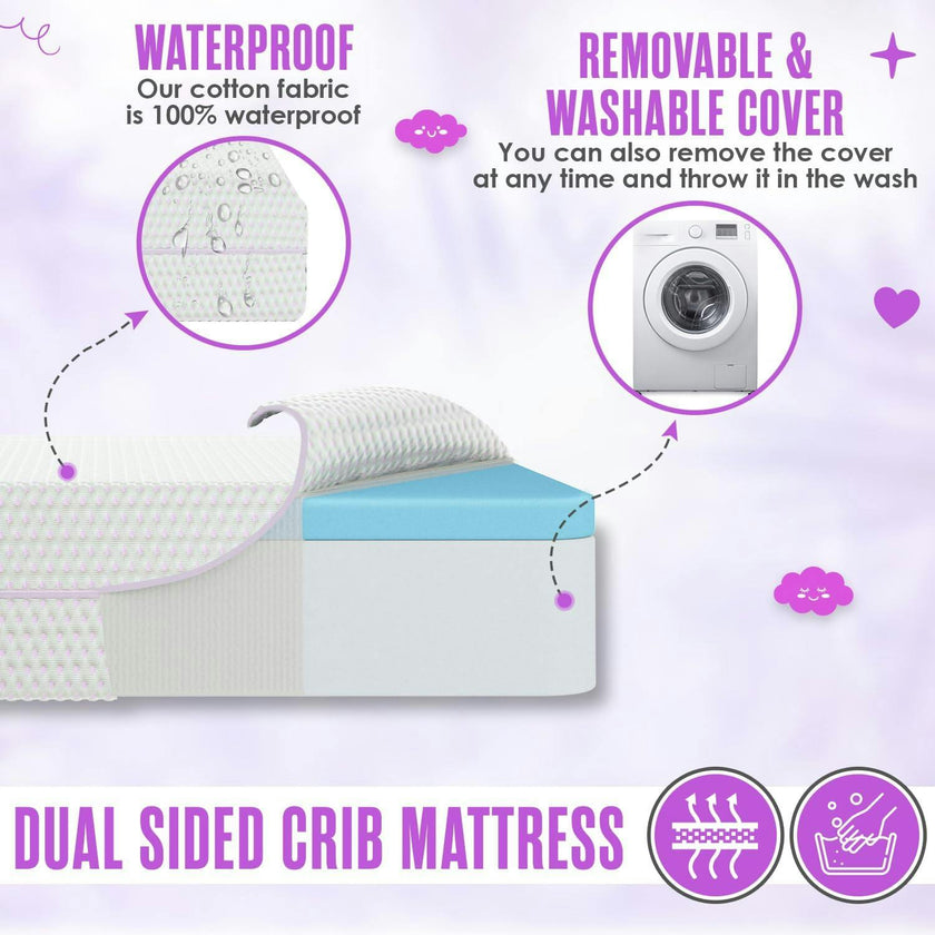6” Crib Toddler Bed Mattress – Made in USA – Breathable Waterproof Washable