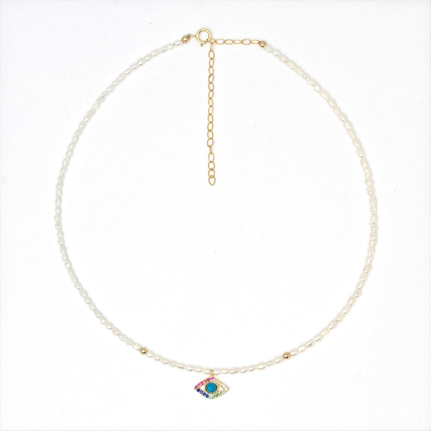 Charlotte Evil Eye Pearl Choker
