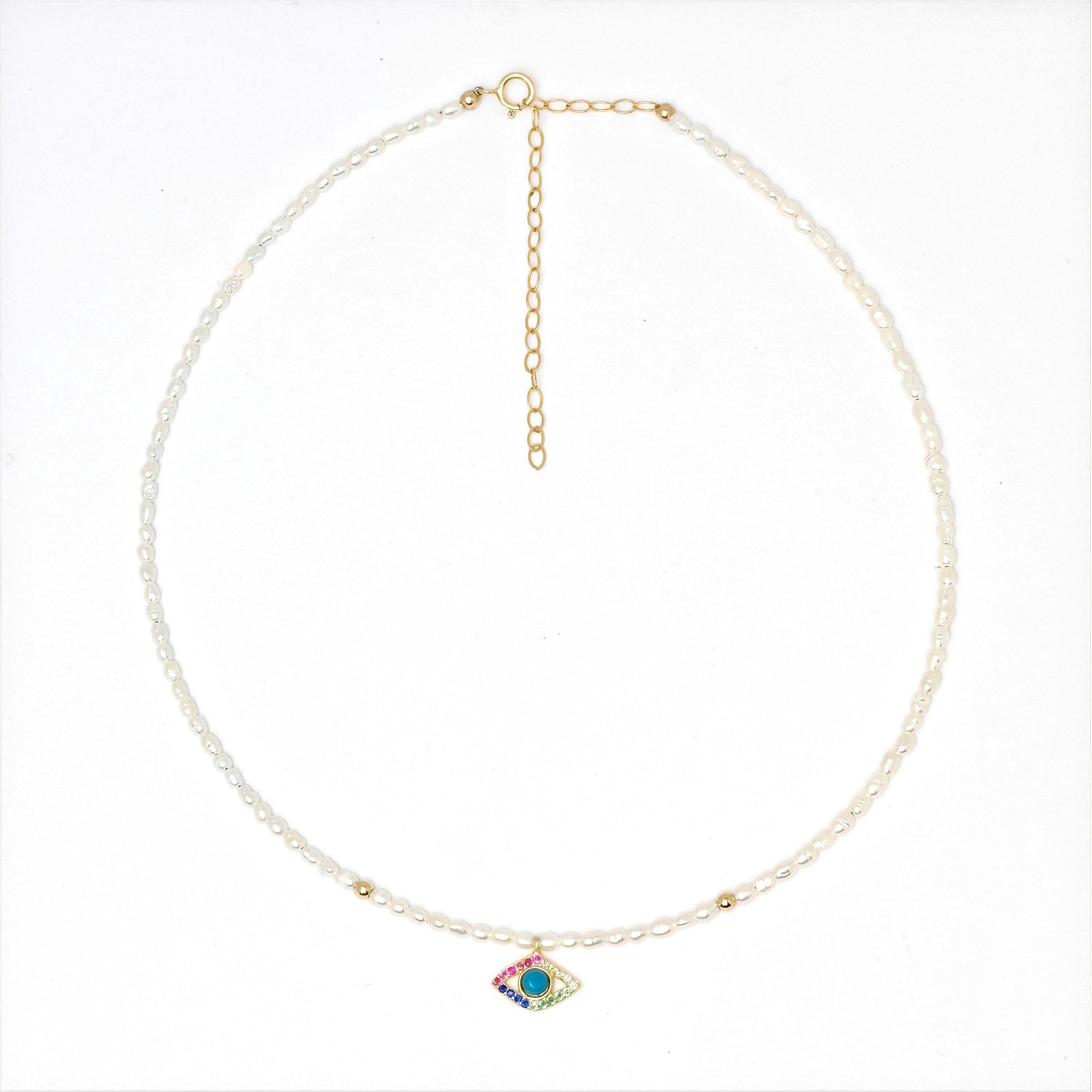 Charlotte Evil Eye Pearl Choker