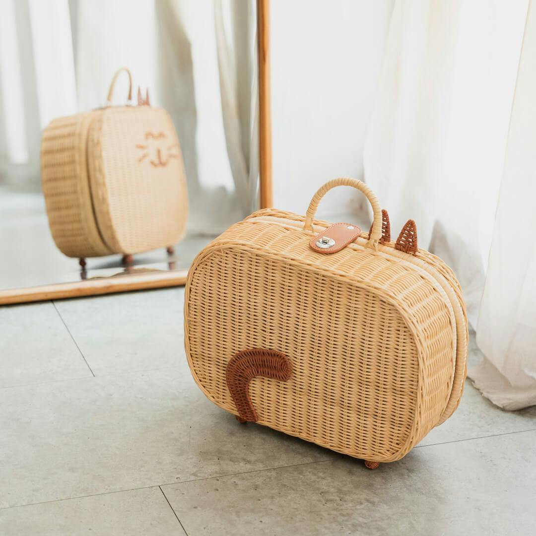 Handcrafted - Kitty Kids Suitcase - Rattan Wicker