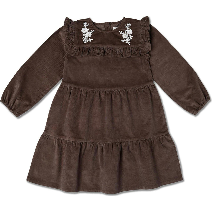 Organic Embroidered Corduroy Dress