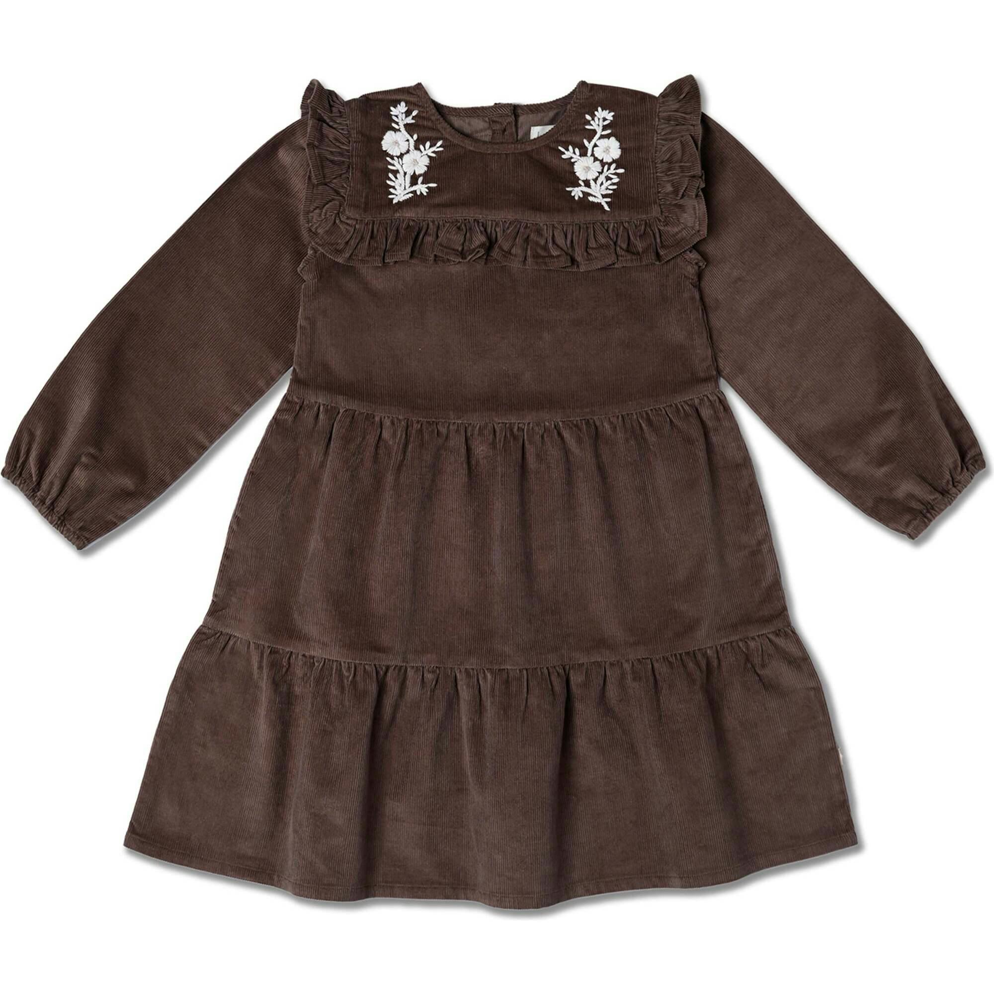 Organic Embroidered Corduroy Dress