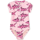 Rash Guard One-Piece Swimsuit, Pink