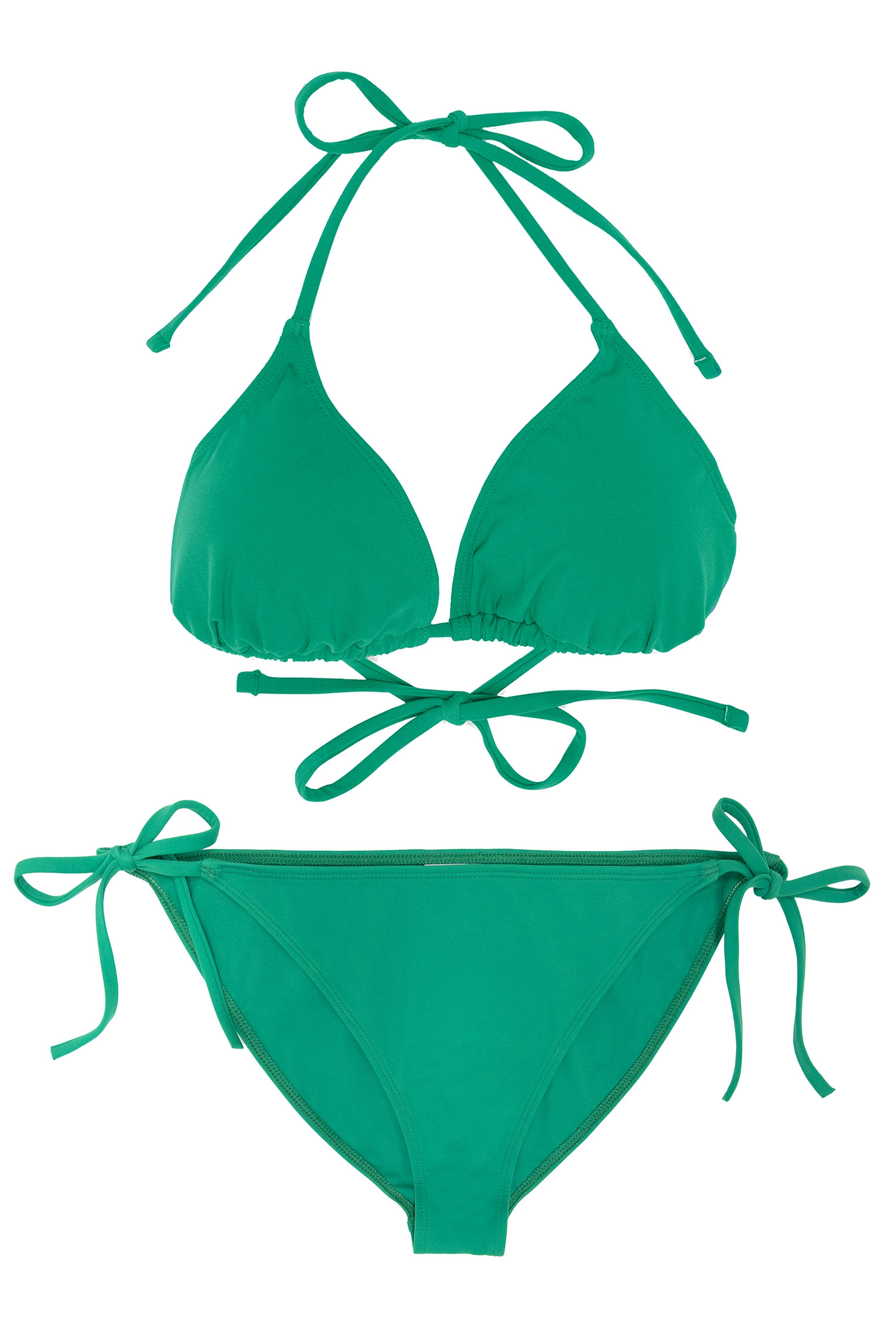 Teen Two-Piece Swimsuit, Mini Triangle & Bikini - Mangrove Green