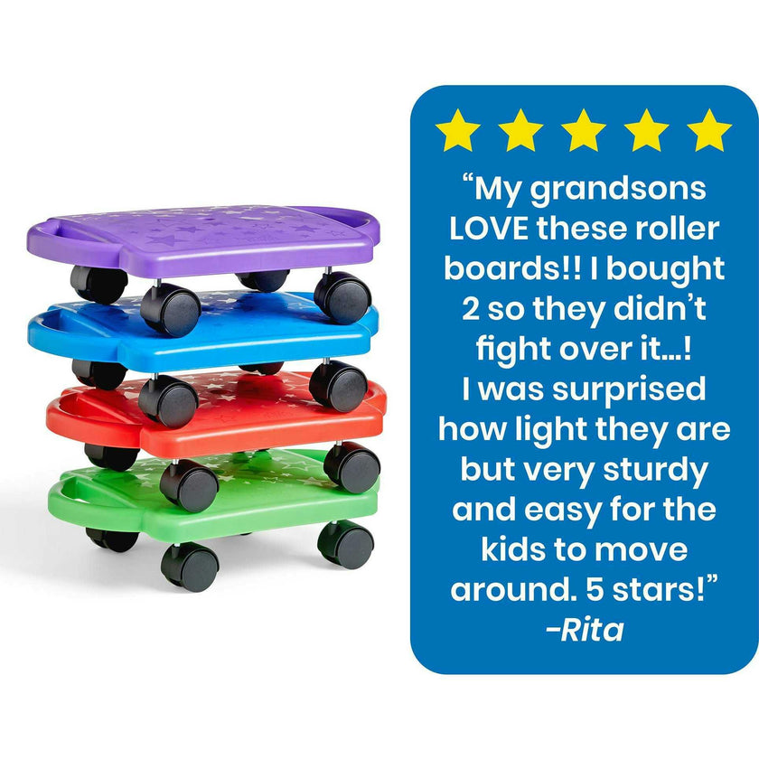Blue Indoor Scooter Board with Safety Handles for Kids Ages 6-12