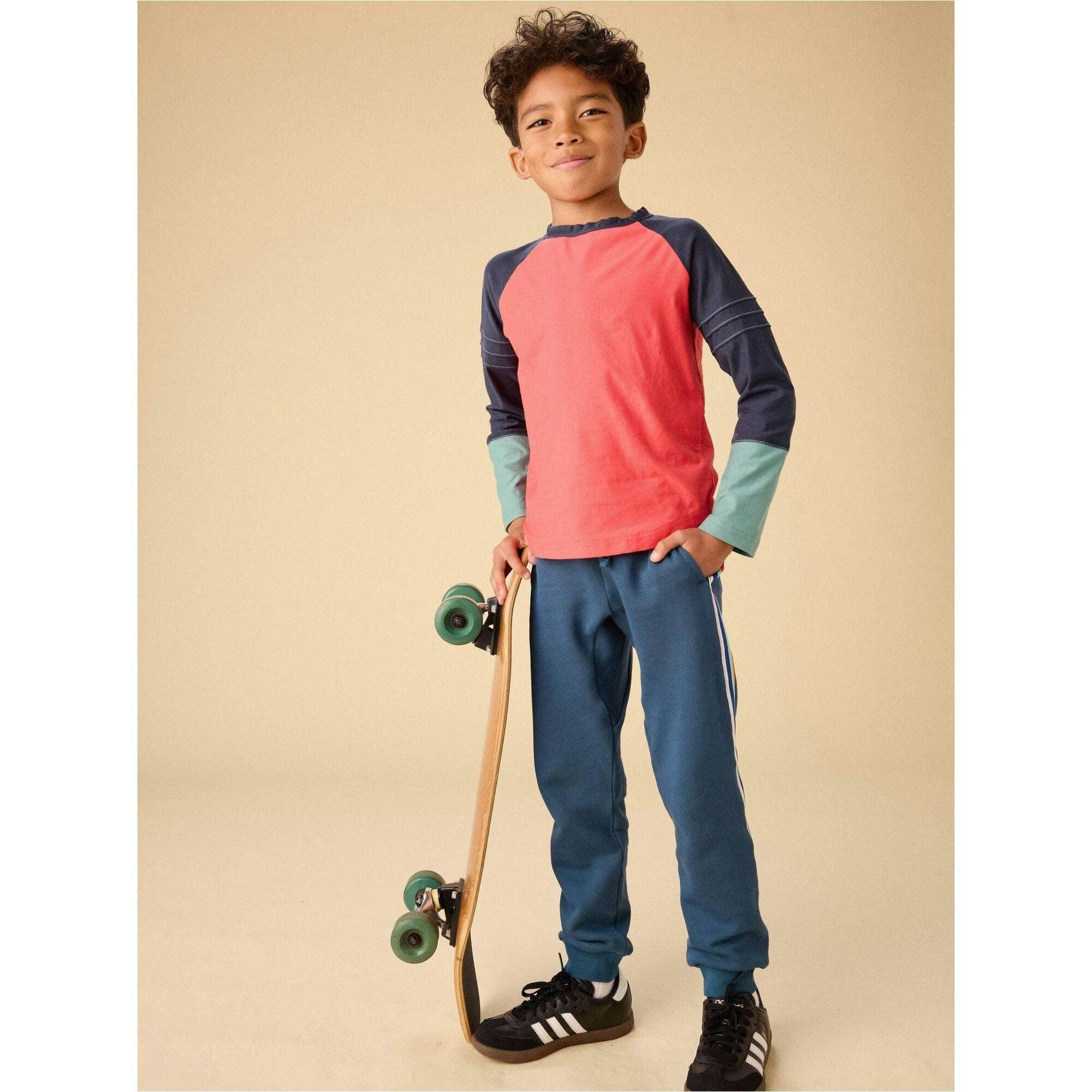 Explorer Colorblock Raglan Top, Red
