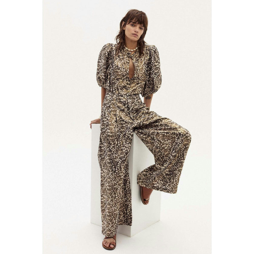 Culotte Metallic Linen Pants - Impala Print
