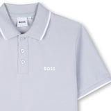 Pale Blue Tipped Piqué Polo Shirt