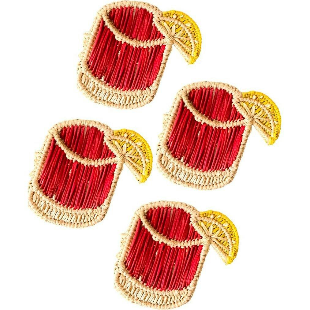 Set of  Handwoven Iraca Negroni Napkin Rings