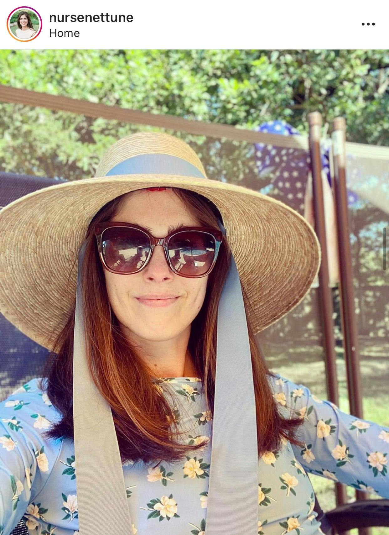 Wildflower Sun Hat (PreOrder Shipping June 15th) - Light Pink Wide & Short Grosgrain Ribbon