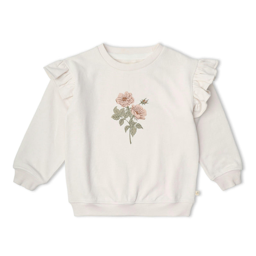 Organic Fleece Ruffle Sleeve Sweatshirt - Bloom