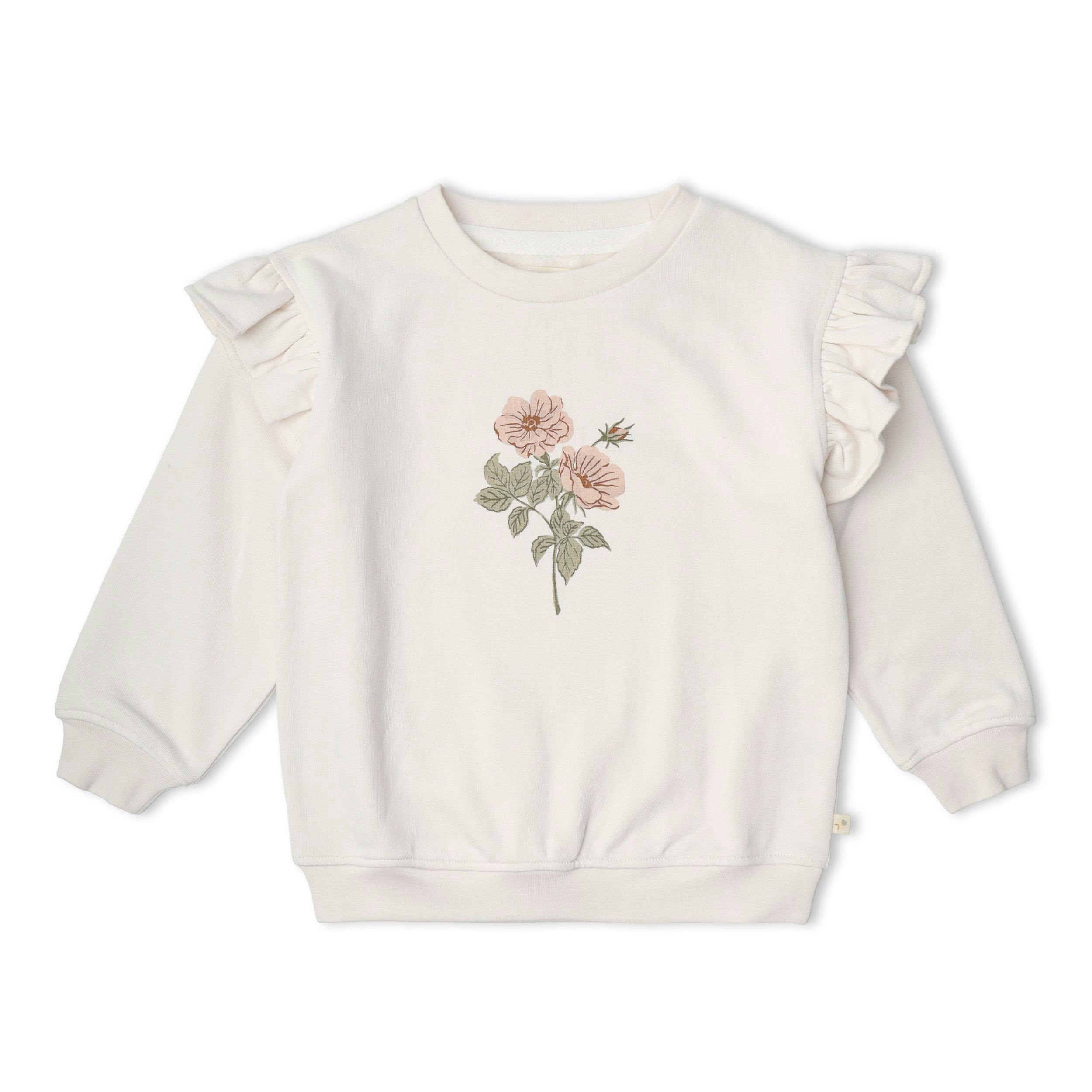 Organic Fleece Ruffle Sleeve Sweatshirt - Bloom