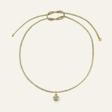 Gold Lurex Necklace Cord with Bezel Charm