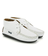 Smooth Leather Moccasin Boots, White