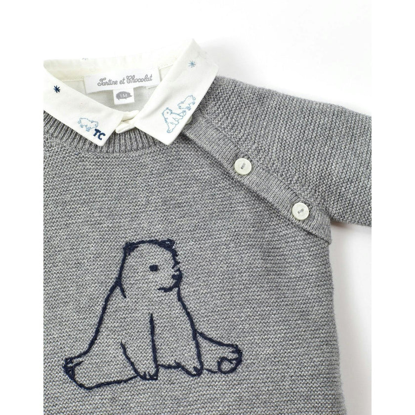 TARTINE ET CHOCOLAT Bear Buddy Baby Sweater