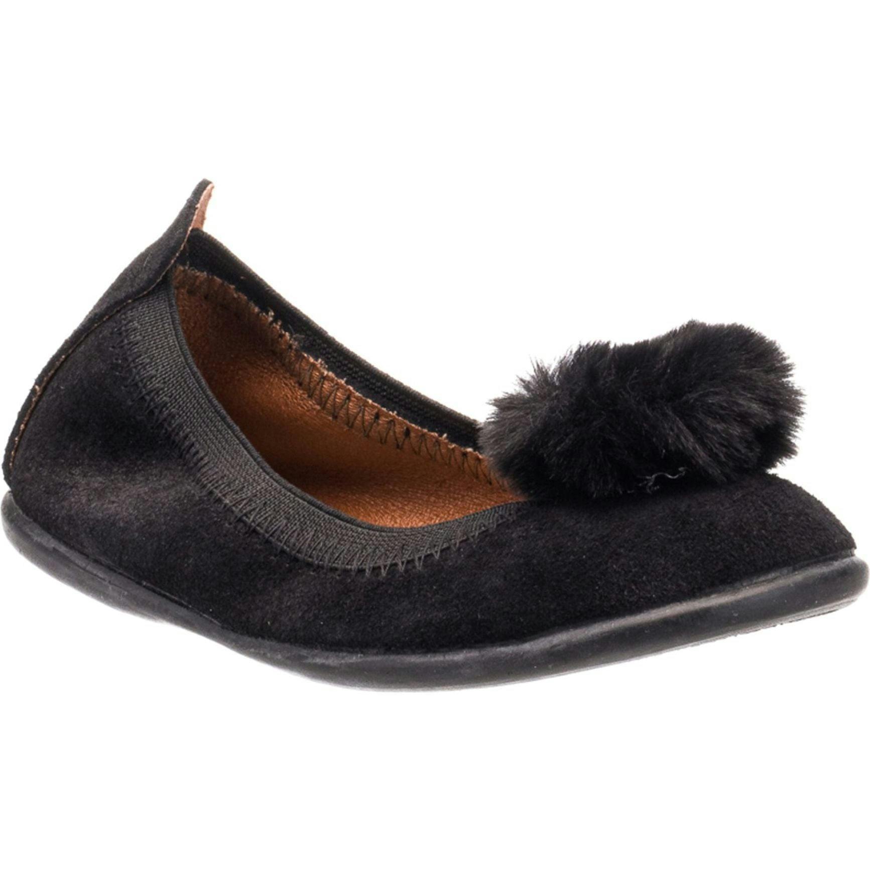 Suede Pom Pom Ballerina