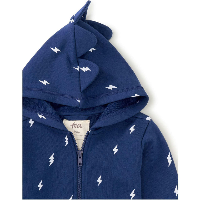 Babys Spike Out Print Front Zip Hoodie, Blue