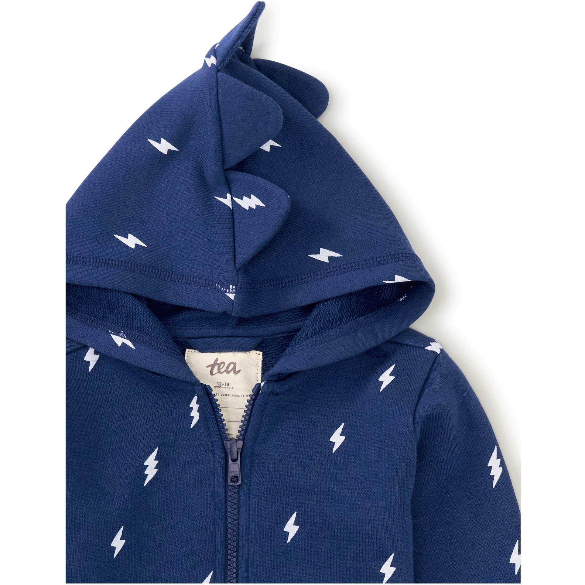 Babys Spike Out Print Front Zip Hoodie, Blue