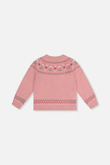 Sweater With Flower Jacquard Pale Dusty Pink