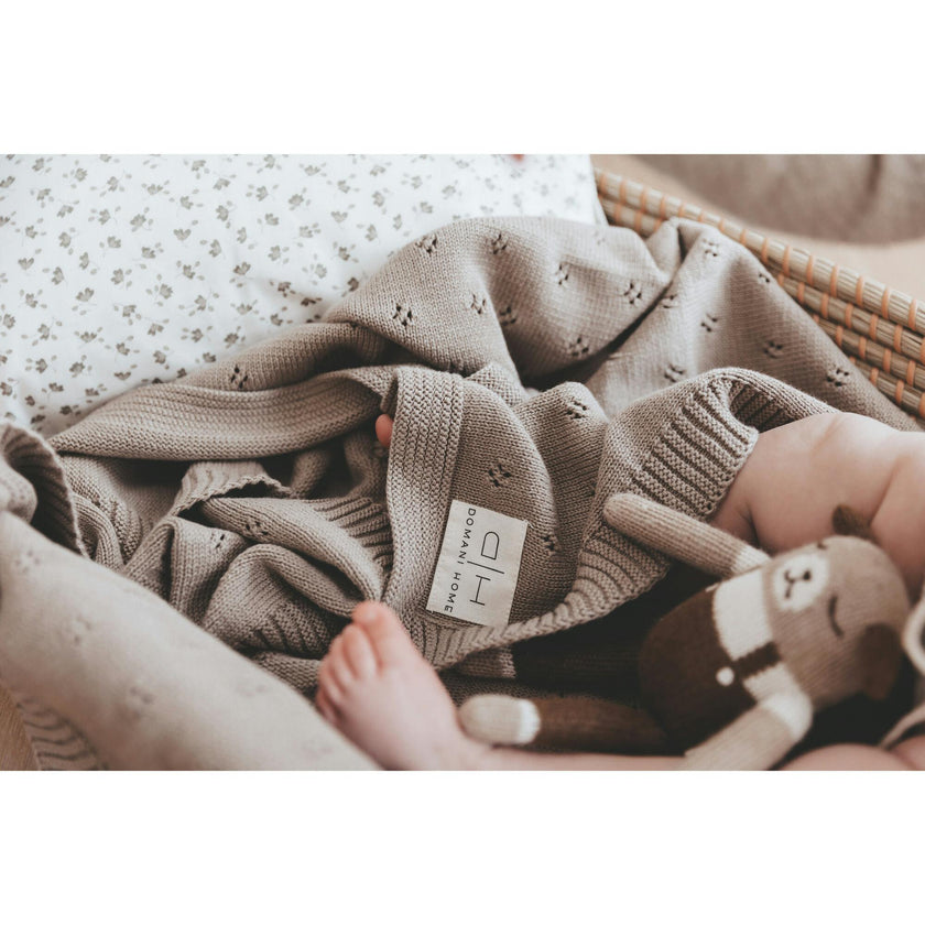 Transfer Flower Knit Baby Blanket