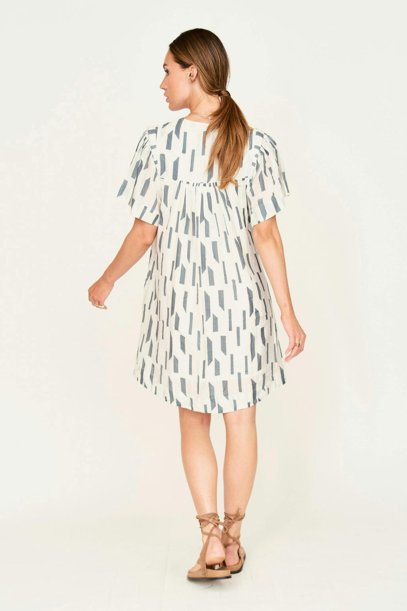 Belem Dress in White Rainfall