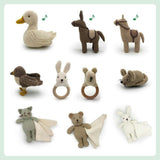 Mix Animals Set 🐻 100% organic crochet rattles, teethers, music boxes, plush