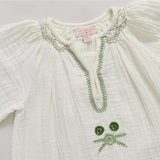 Girls Ava Dress - Green Embroidery