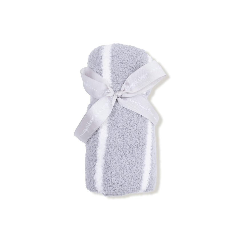 Chenille - Grey & Ivory Stripe Receiving Blanket