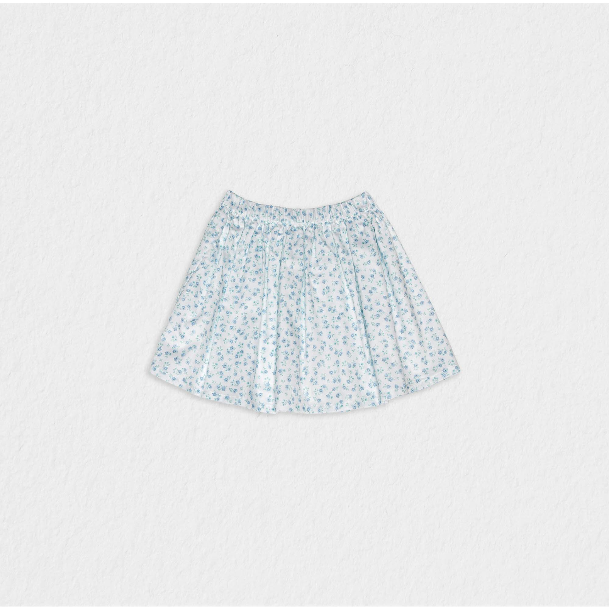 Philo Girl Skirt, Flowery Aqua Blue