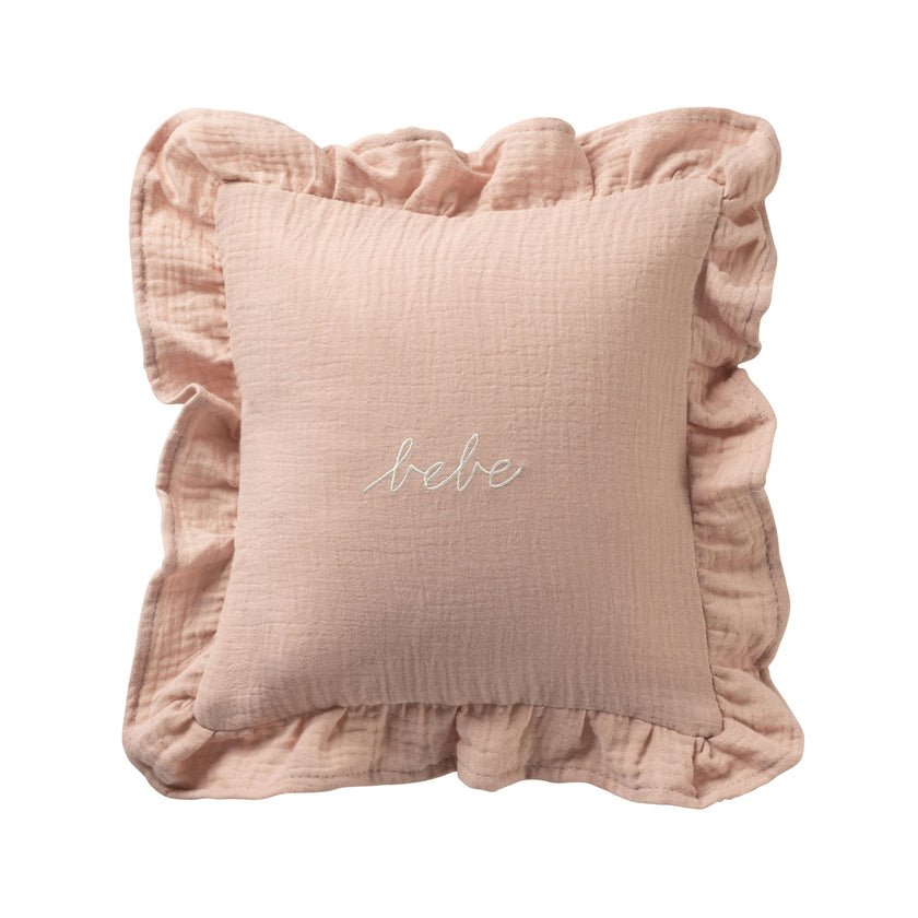 Pink Gauze Bebe Ruffle Accent Pillow