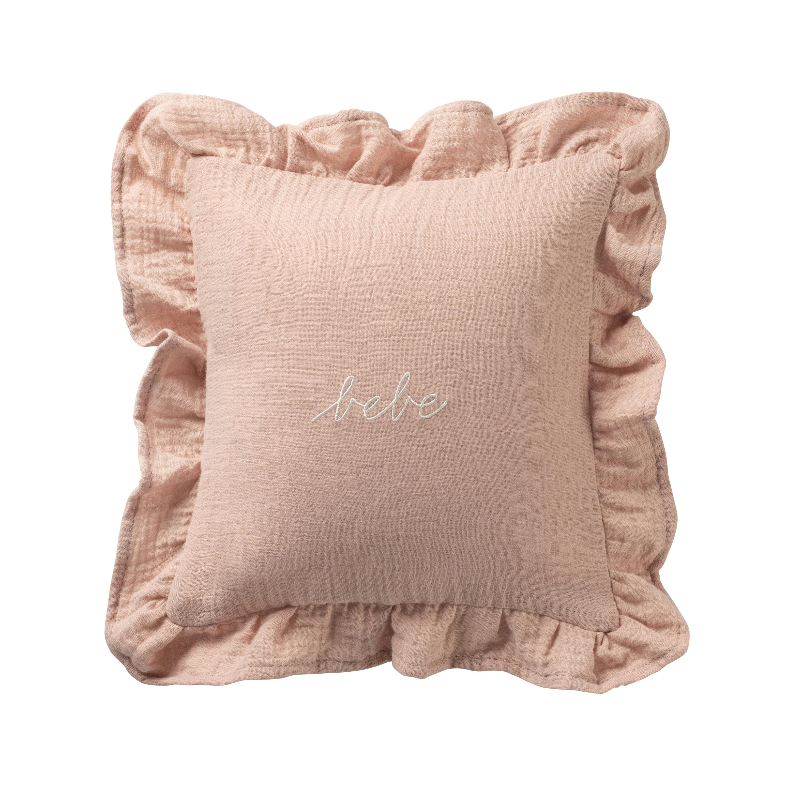 Pink Gauze Bebe Ruffle Accent Pillow
