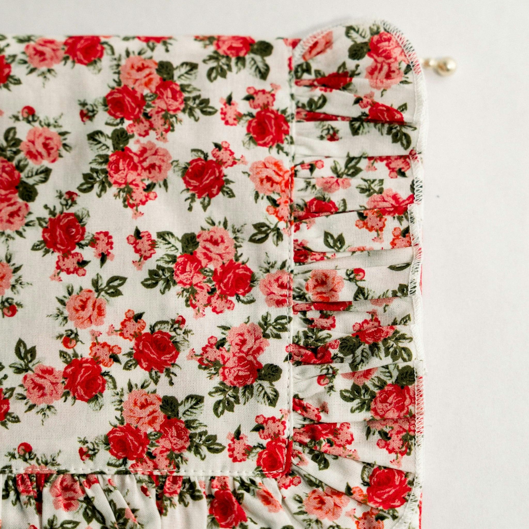 Crimson Rose Timeless Floral Ruffle Zipper Pouch