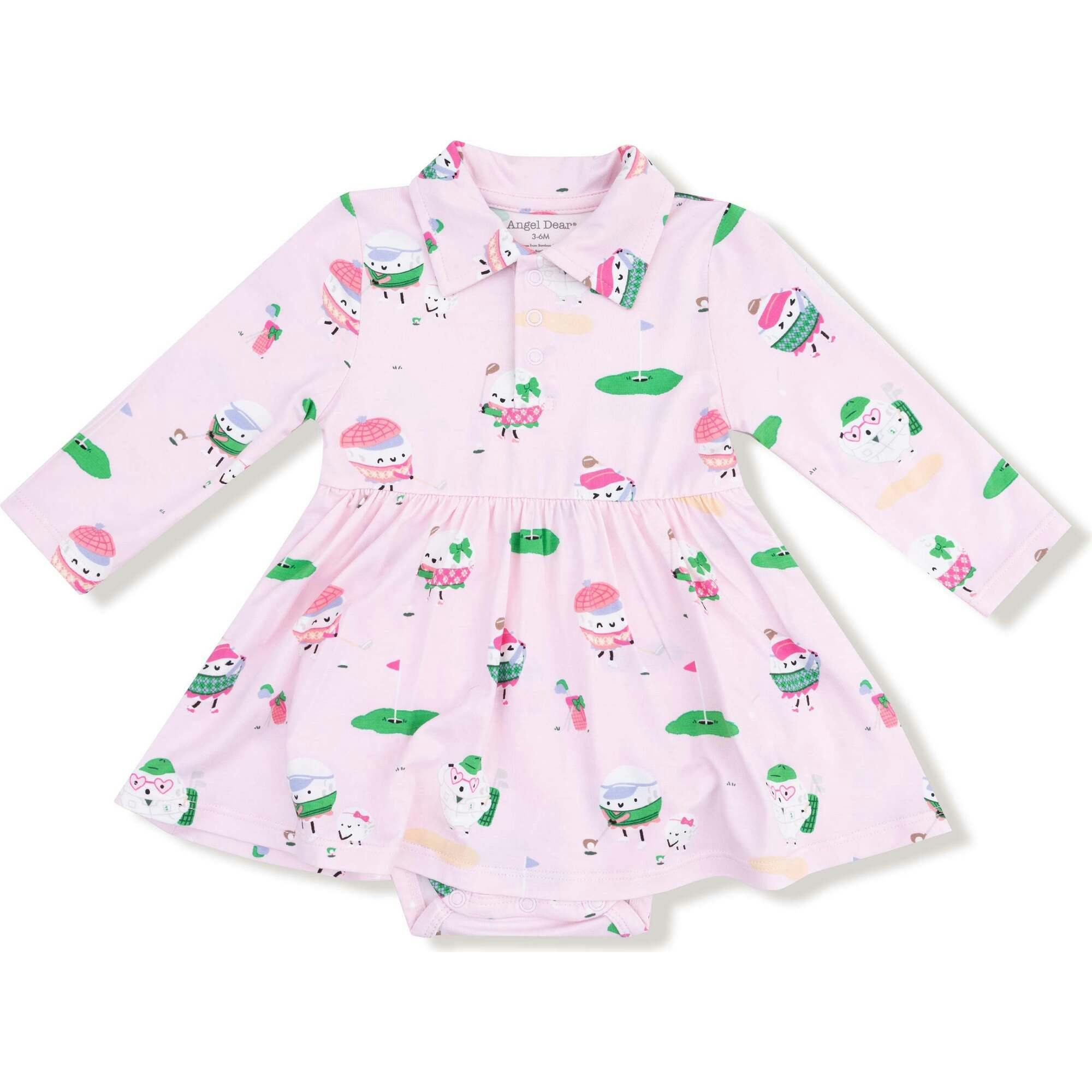 Golf Pros - Pink - Long Sleeve Polo Bodysuit Dress