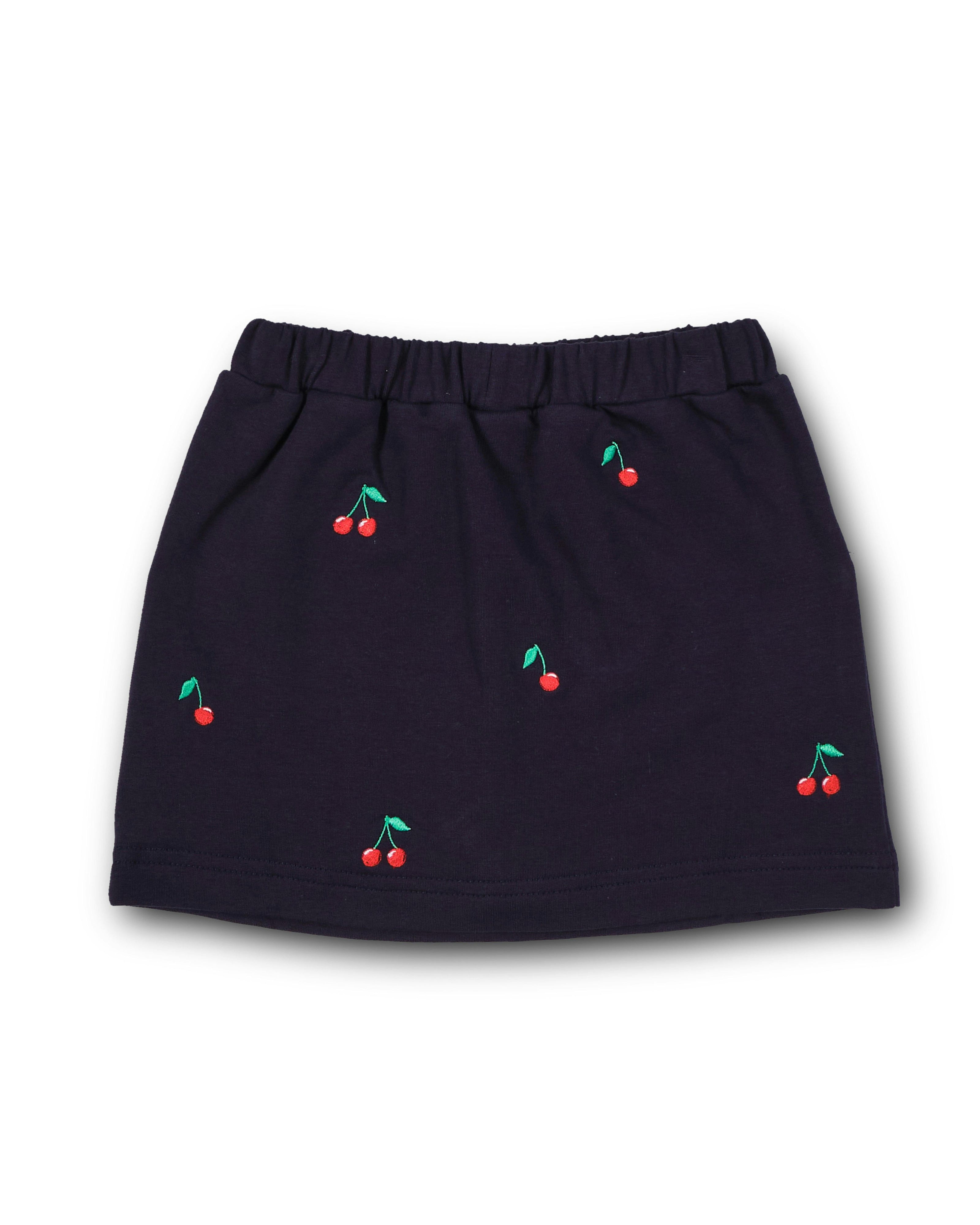 French Terry Skort W/Embroidered Cherries