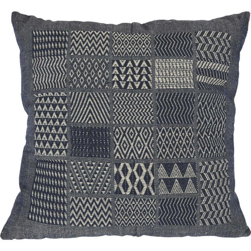 Artisan Hand Loomed Cotton Square Pillow - Indigo Blocks - 24" Arcadia Home