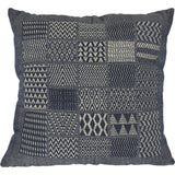 Artisan Hand Loomed Cotton Square Pillow - Indigo Blocks - 24" Arcadia Home