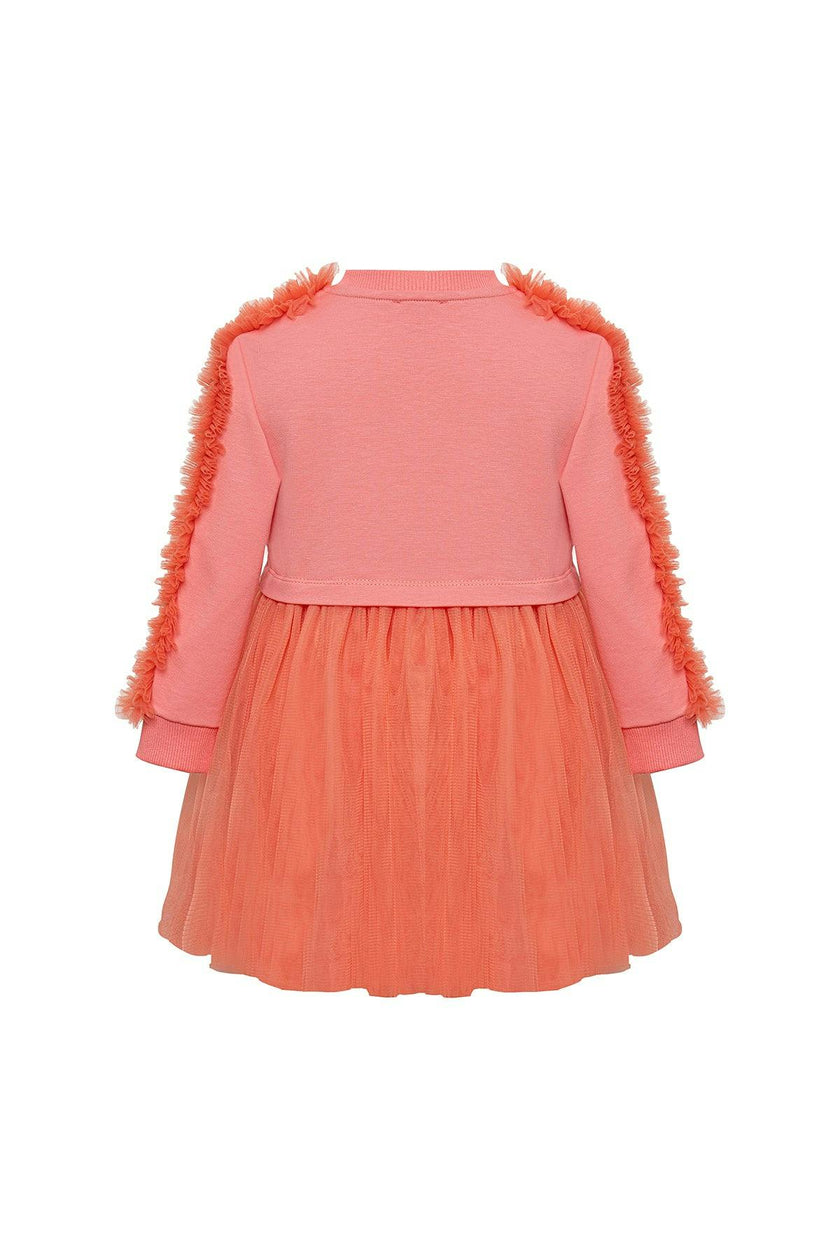 Coral Poppy Sweatshirt Tutu Dress