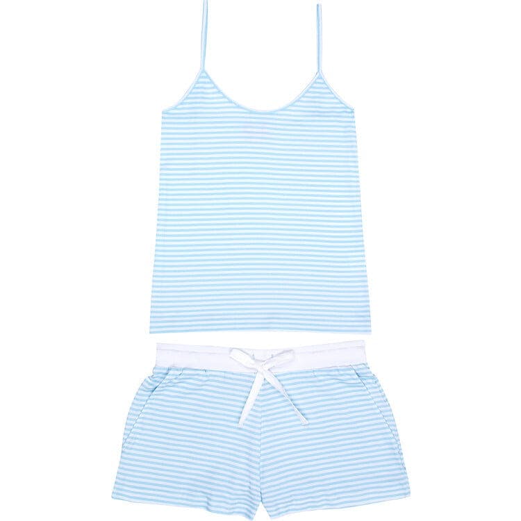 Women's Sky Blue Stripe Jersey Camisole Set
