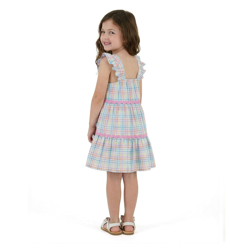 Girls Tiered Dress | Pastel Plaid