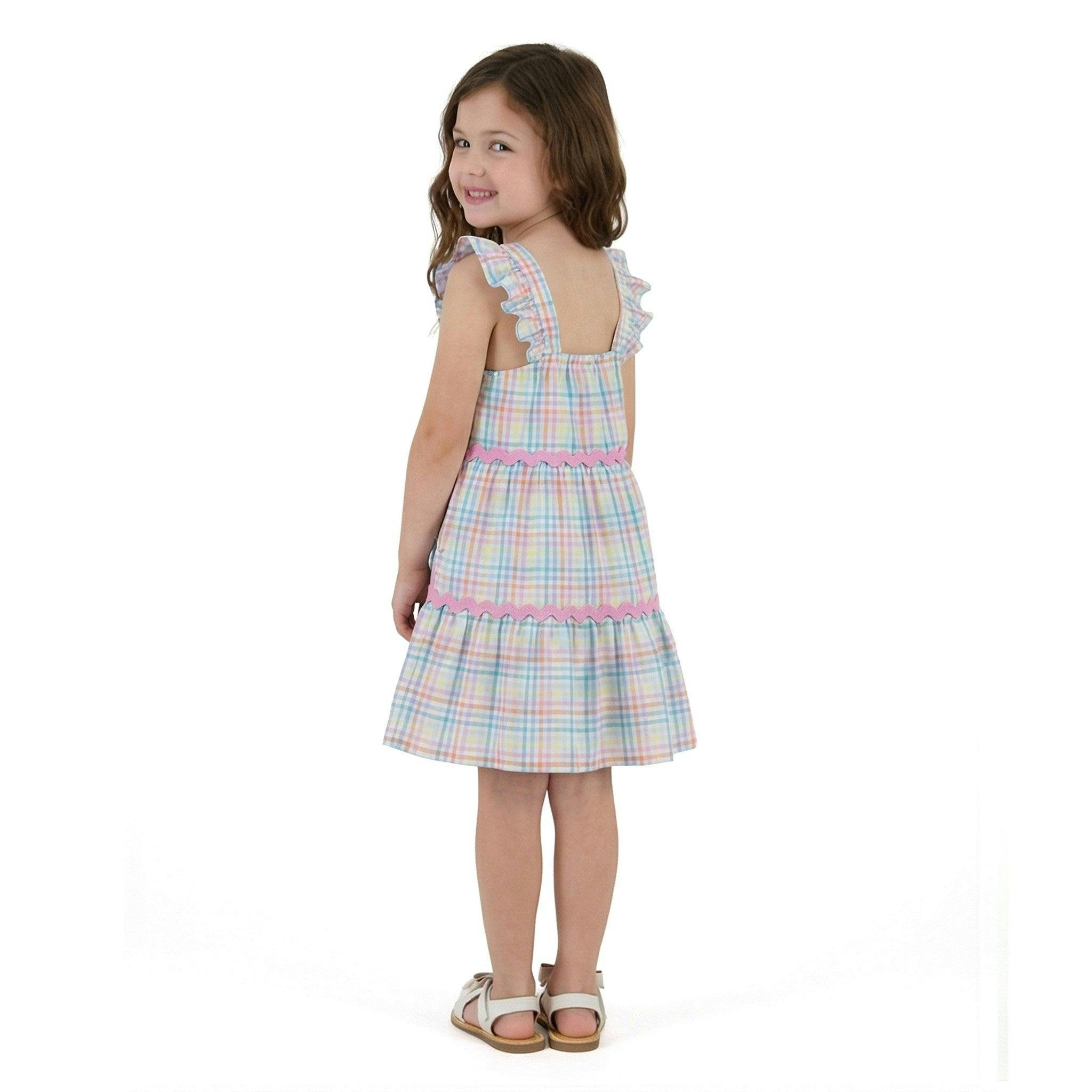 Girls Tiered Dress | Pastel Plaid