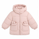 Pink Bow-Detail Puffer Jacket