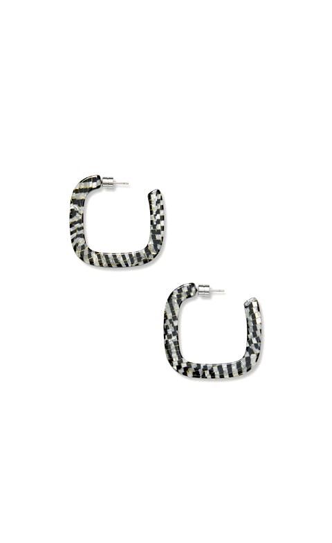 Midi Square Hoops in Perle Noir