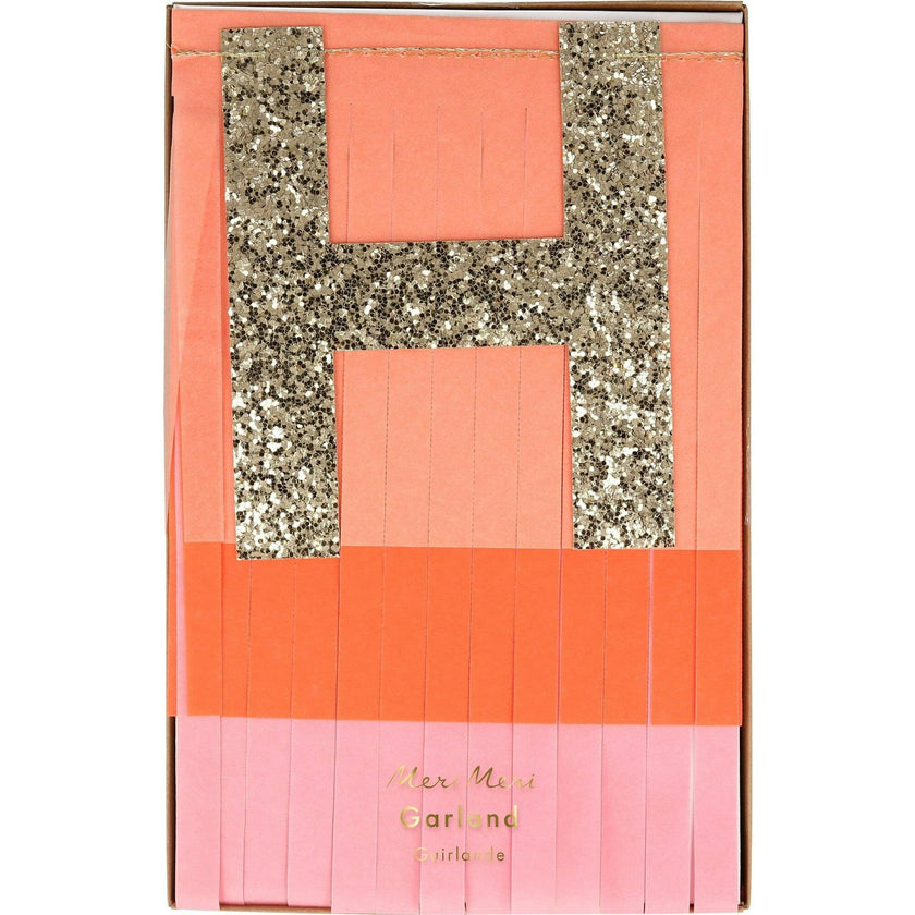 Pink Happy Birthday Fringe Garland Set