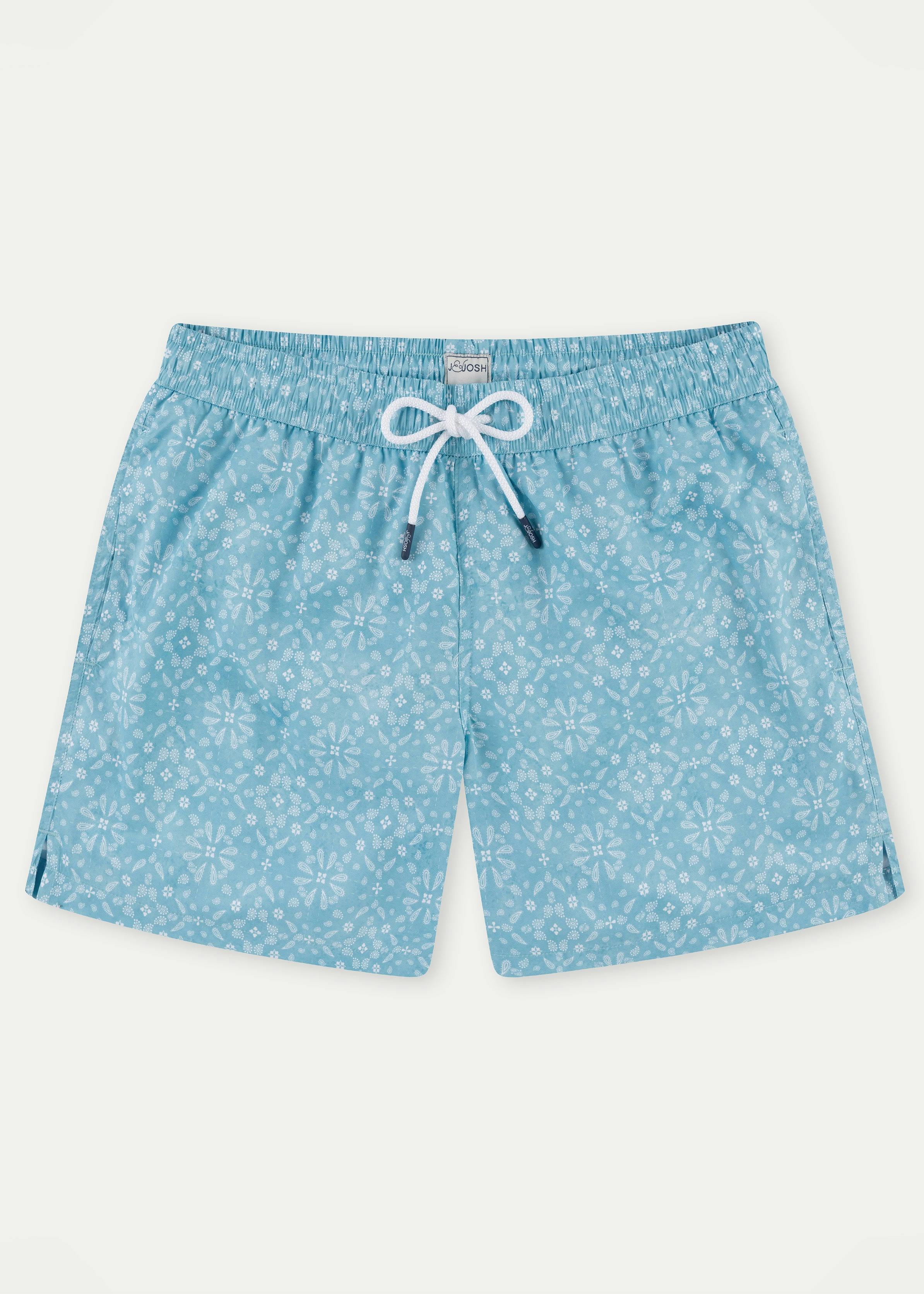 Sky Blue Bandana Boys' Swim Shorts
