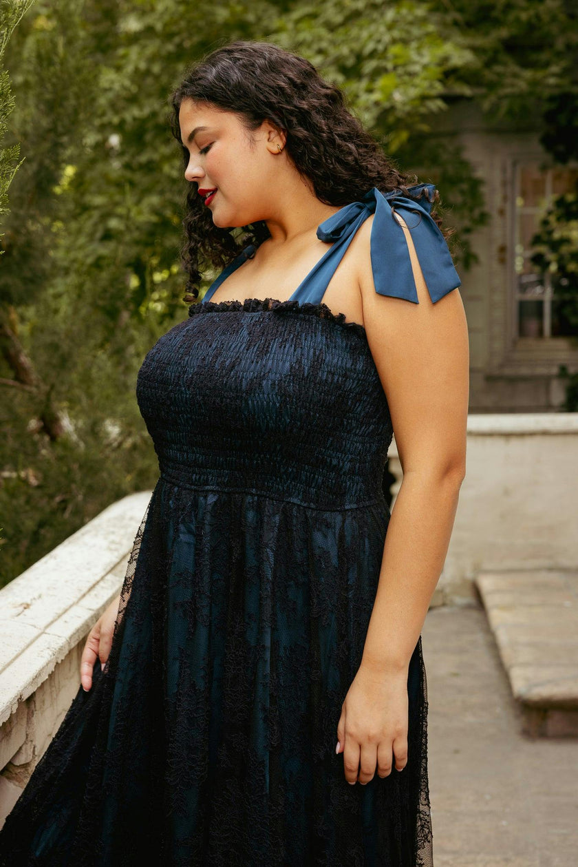 Isadora Dress in Navy & Black