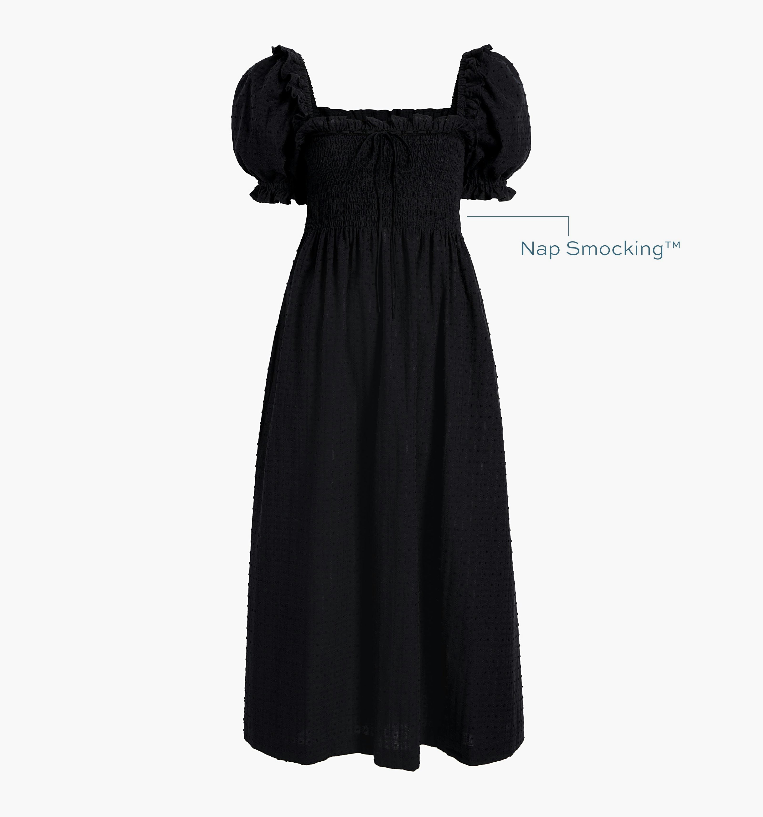 The Scarlett Nap Dress - Black Textured Clip Dot