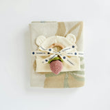 Pastel Floral Blanket Hat and Strawberry Teether Gift Set