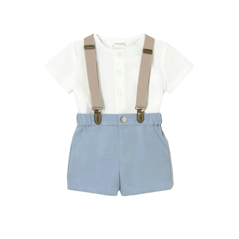 White & Blue Suspenders Set